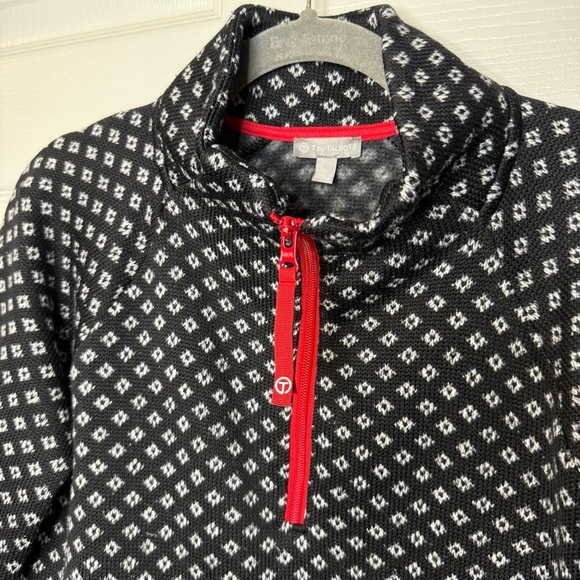 T by Talbots Fleeceback Half-Zip Pullover - Mini Diamond Geo Size Medium GUC - Picture 3 of 6